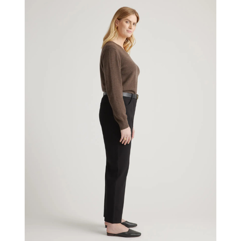 Quince Ultra-Stretch Ponte Straight Leg 4-Pocket Pant Small Inseam 30 Black New - Picture 4 of 5